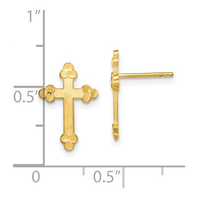 10K Yellow Gold Budded Cross Stud Earrings – view 5
