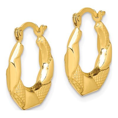 10K Yellow Gold Scalloped Hoop Earrings – view 3