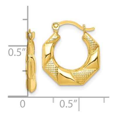 10K Yellow Gold Scalloped Hoop Earrings – view 5