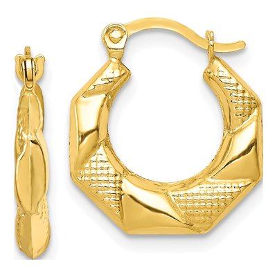 10K Yellow Gold Scalloped Hoop Earrings