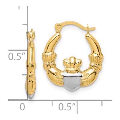 10K Yellow Gold Claddagh Hollow Hoop Earrings – view 5