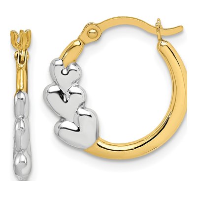 10K Yellow Gold 16mm Hollow Heart Hoop Earrings