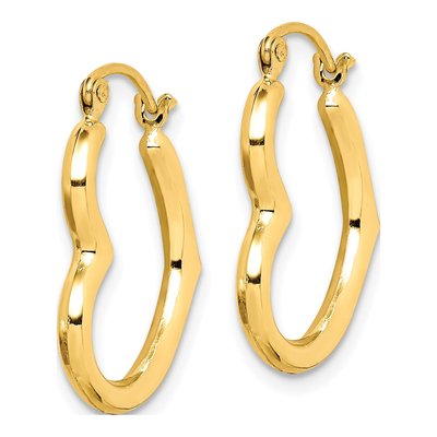 10K Yellow Gold Hollow Heart Hoop Earrings – view 3
