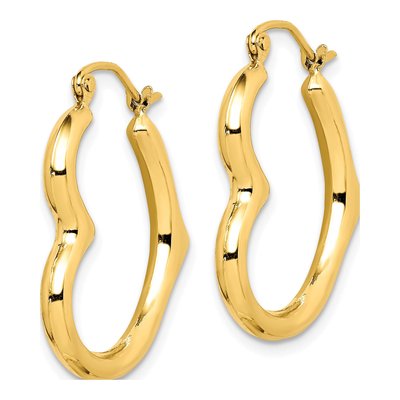 10K Yellow Gold Heart Hoop Earrings – view 3