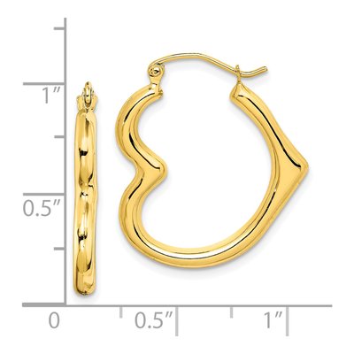 10K Yellow Gold Heart Hoop Earrings – view 5