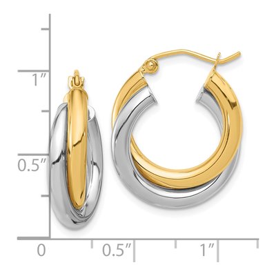 10K Two-Tone Gold Double Tube Hoop Earrings – view 5