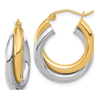 10K Two-Tone Gold Double Tube Hoop Earrings