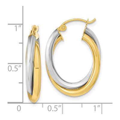 10K Two-Tone Gold 24mm Double Oval Hoop Earrings – view 5