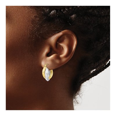 10K Two-Tone Gold Double Hoop Earrings – view 4