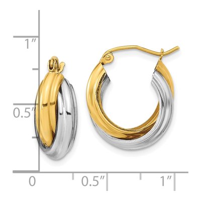 10K Two-Tone Gold Double Hoop Earrings – view 5