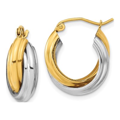 10K Two-Tone Gold Double Hoop Earrings