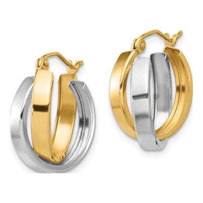 10K Two-Tone Gold 18mm Double Hoop Earrings – view 2