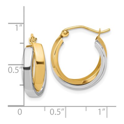 10K Two-Tone Gold 18mm Double Hoop Earrings – view 4