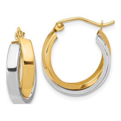 10K Two-Tone Gold 18mm Double Hoop Earrings