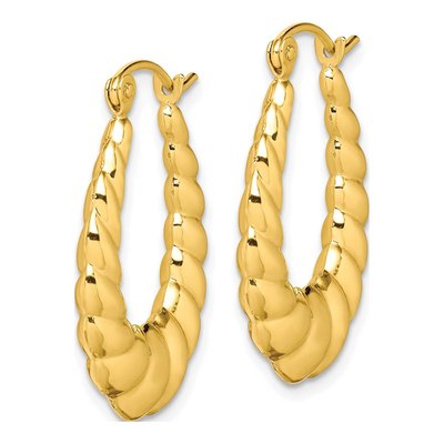 10K Yellow Gold 25mm Twisted Hollow Hoop Earrings – view 3