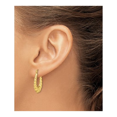 10K Yellow Gold 25mm Twisted Hollow Hoop Earrings – view 4