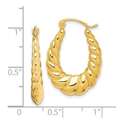 10K Yellow Gold 25mm Twisted Hollow Hoop Earrings – view 5