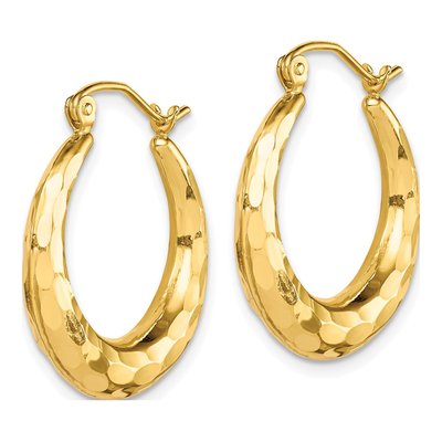10K Yellow Gold Diamond-Cut Hoop Earrings – view 3