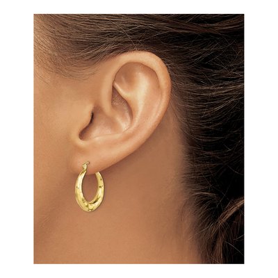 10K Yellow Gold Diamond-Cut Hoop Earrings – view 4