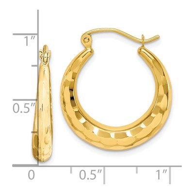 10K Yellow Gold Diamond-Cut Hoop Earrings – view 5