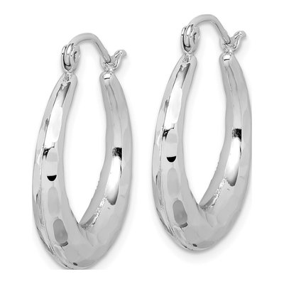 10K White Gold Diamond-Cut Hoop Earrings – view 3