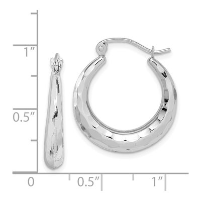 10K White Gold Diamond-Cut Hoop Earrings – view 5