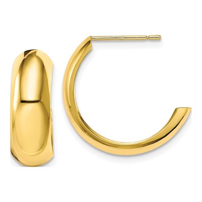 10K Yellow Gold 20mm J- Hoop Earrings