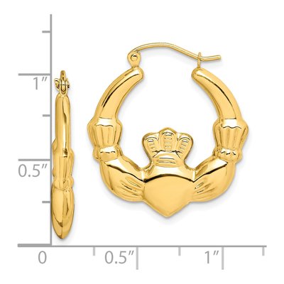 10K Yellow Gold Claddagh Hoop Earrings – view 3