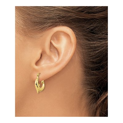 10K Yellow Gold Dolphin Hoop Earrings – view 4