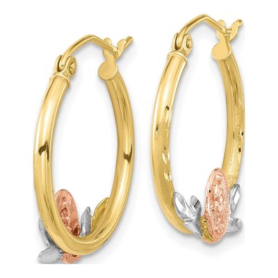 10k Tri-Color Our Lady of Guadalupe Hoop Earrings – view 3