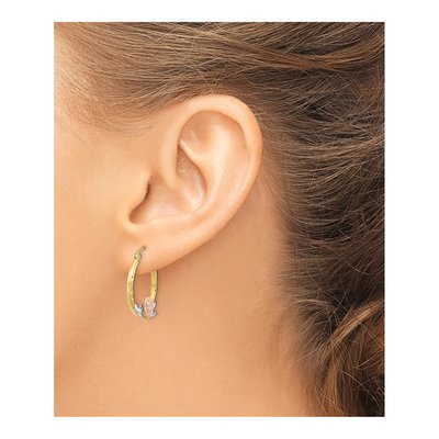 10k Tri-Color Our Lady of Guadalupe Hoop Earrings – view 4