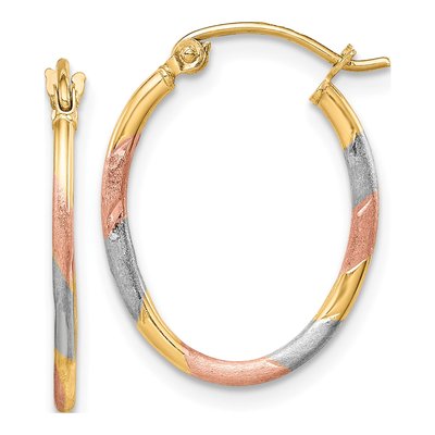 10K Yellow Gold 20mm Diamond-Cut Hoop Earrings