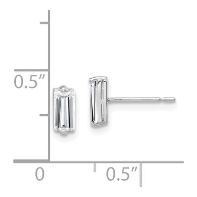 10K White Gold Baguette CZ Stud Earrings – view 3