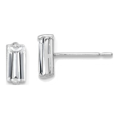10K White Gold Baguette CZ Stud Earrings
