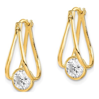 10K Yellow Gold CZ Dangle Earrings – view 3