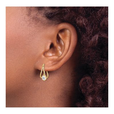10K Yellow Gold CZ Dangle Earrings – view 4