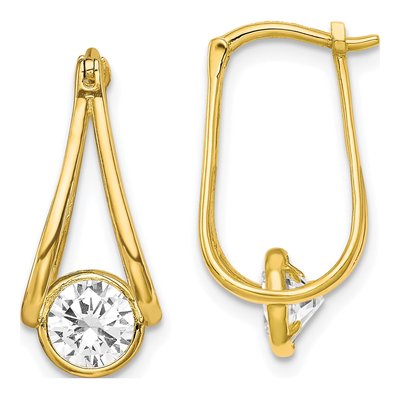 10K Yellow Gold CZ Dangle Earrings
