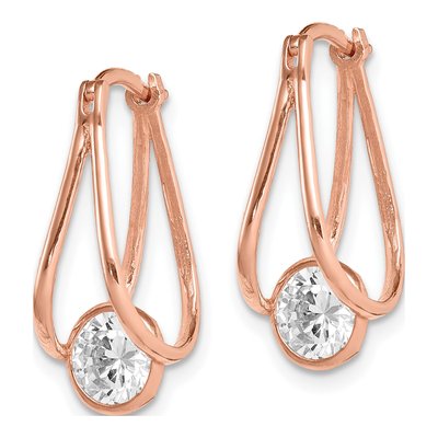 10K Rose Gold CZ Dangle Earrings – view 3