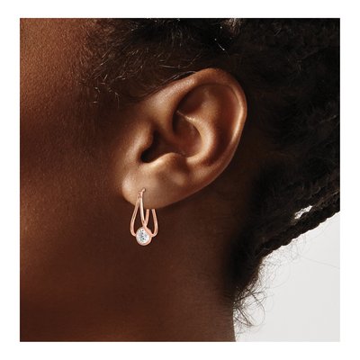 10K Rose Gold CZ Dangle Earrings – view 4