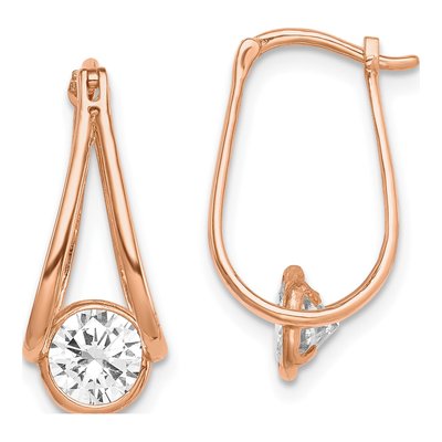 10K Rose Gold CZ Dangle Earrings