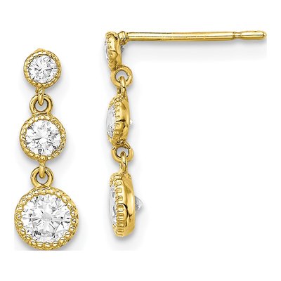 10K Yellow Gold Graduated CZ Dangle Earrings