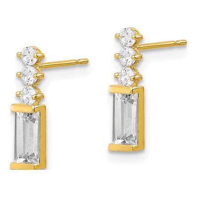 10K Yellow Gold Baguette CZ Stud Earrings – view 3