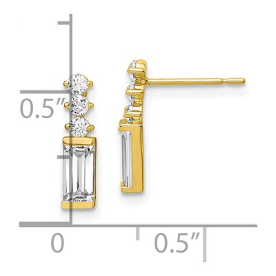 10K Yellow Gold Baguette CZ Stud Earrings – view 5
