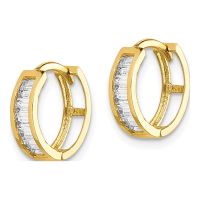 10K Yellow Gold 12mm CZ Huggie Hoop Earrings – view 3