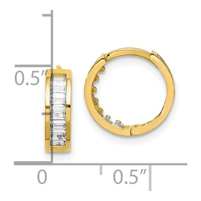 10K Yellow Gold 12mm CZ Huggie Hoop Earrings – view 5