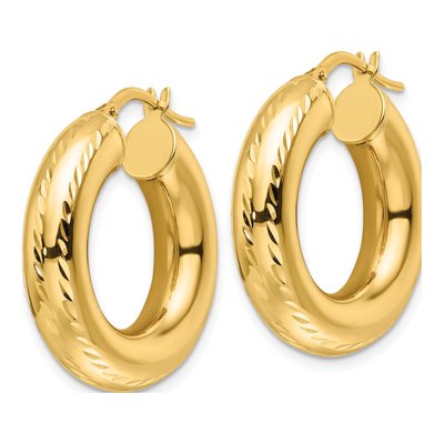 10K Yellow Gold Hollow Hoop Earrings – view 3