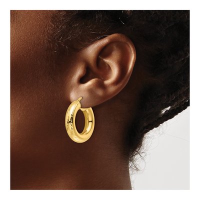 10K Yellow Gold Hollow Hoop Earrings – view 4