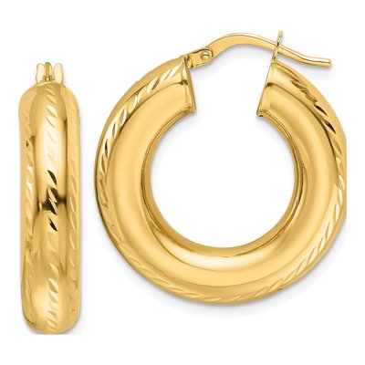 10K Yellow Gold Hollow Hoop Earrings