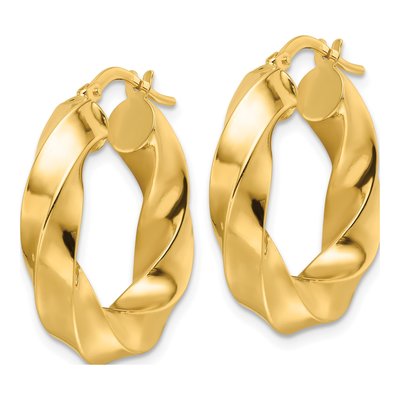 10K Yellow Gold Twisted Hoop Earrings – view 3
