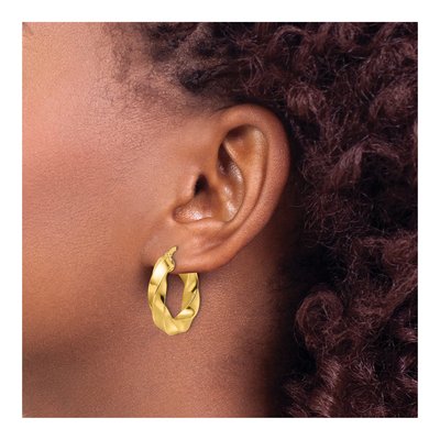10K Yellow Gold Twisted Hoop Earrings – view 4
